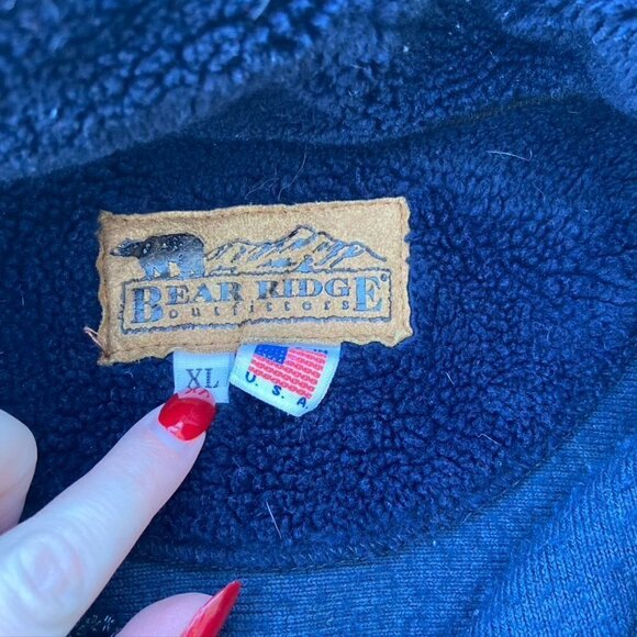 Bear Ridge plush fleece cozy American flag jacket full zip USA XL - Picture 6 of 6